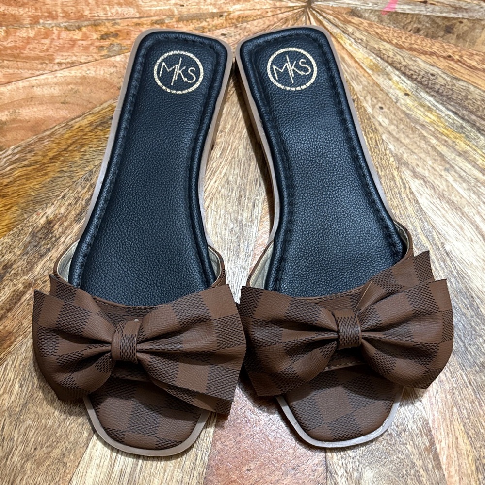 MKS Brown Checkered Women's Sandals
